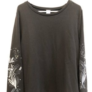 LIVI Sweatshirt with flower sequin design on sleeves. Size 14/16. NWT.